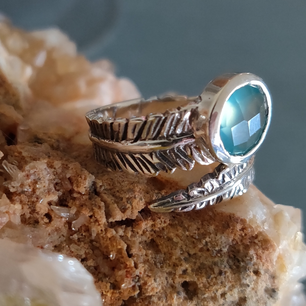 Aqua Chalcedony Sterling Silver Ring - image 3